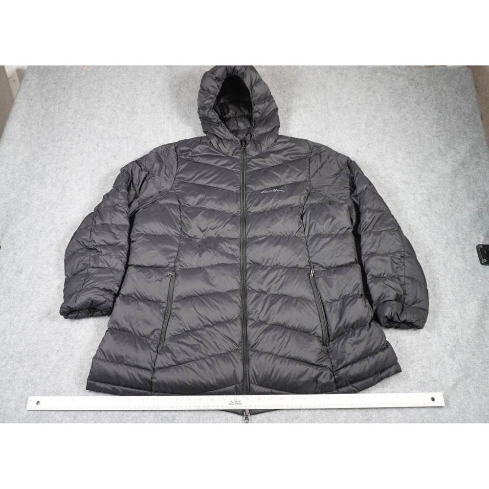 Eddie Bauer EB650 Down Jacket Womens XXL Black Long Sleeve Full Zip